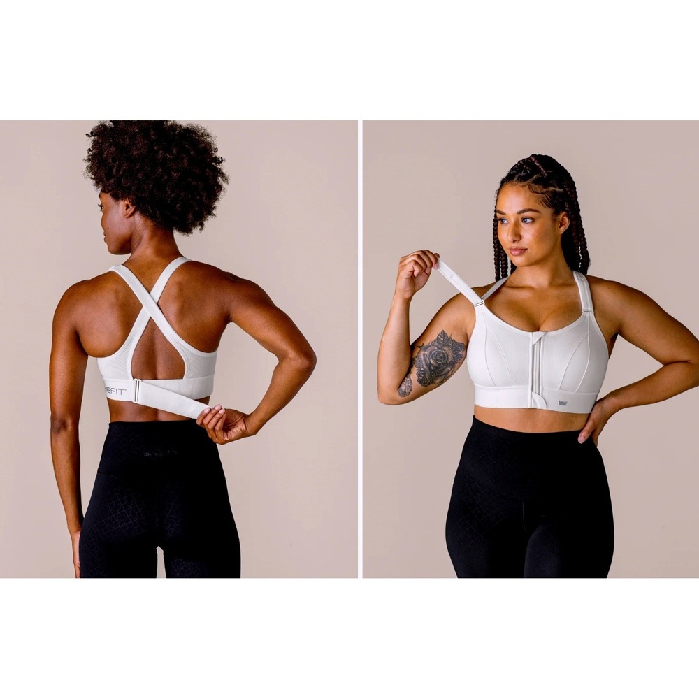 Shefit Ultimate Sports Bra White High Impact Front Zip Adjustable Straps 4Luxe - Picture 8 of 8